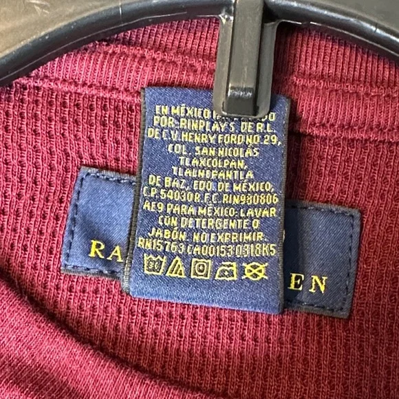 NEW Polo Ralph Lauren Men's 2XL Burgundy Waffle Knit Thermal Crewneck T-Shirt. - Picture 8 of 11